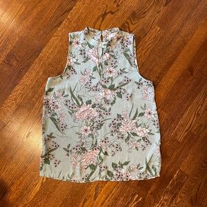 LOFT Mint Floral Print Blouse - Size Small